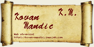 Kovan Mandić vizit kartica